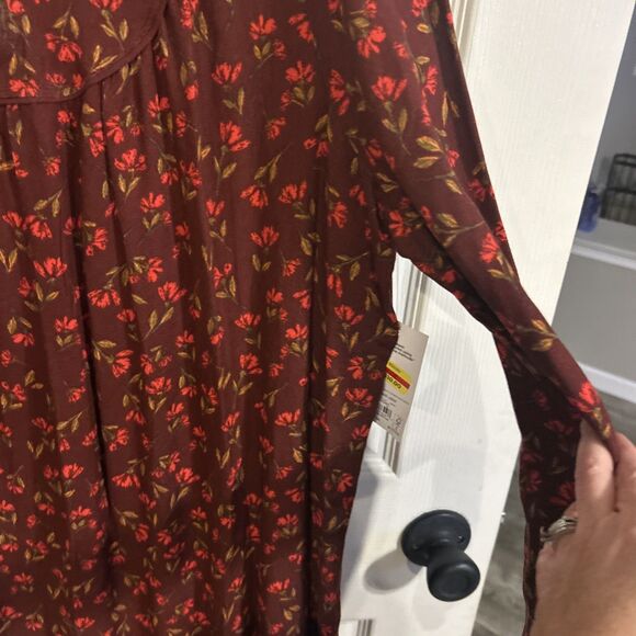 NWT Womens Sonoma Burgundy Floral Dress Size L - Picture 3 of 9